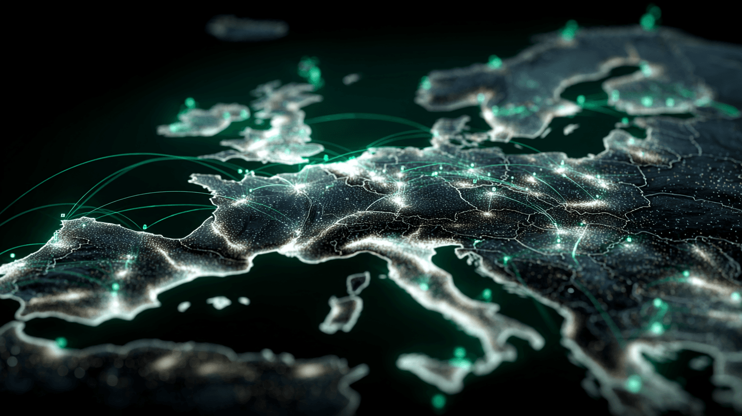 European logistics network map showing strategic warehouse hub placement and delivery routes